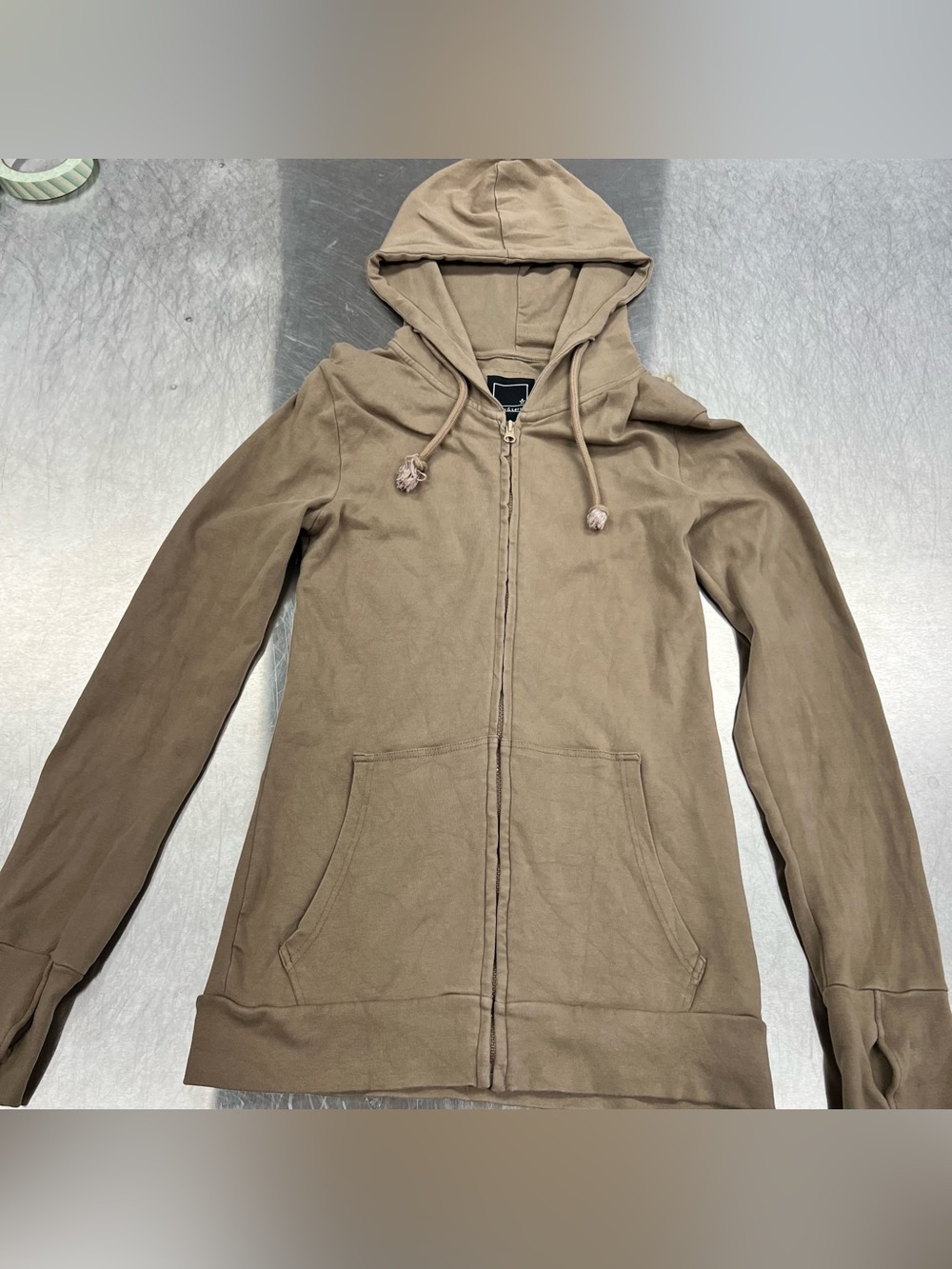 Lily & Lottie Lightweight Hooded Zip Jacket in Taupe